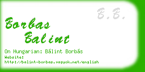 borbas balint business card
